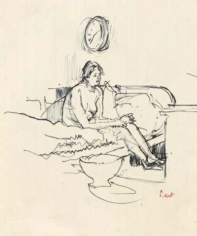 Girl seated on a bed by Walter Richard Sickert